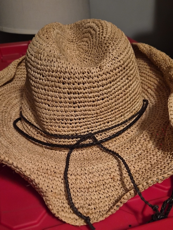Flora Bella Woven Straw Sun Hat with shell and bead leather strapTie main image 6